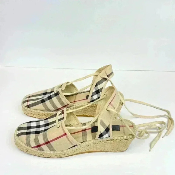 Burberry Nova Check Canvas Closed Toe Tie Slingback Espadrilles EU 40 / US 9.5 - Picture 2 of 9